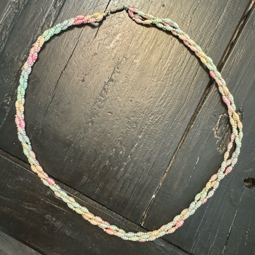 Multi-Faux pearl beaded necklace (multi-color); Costume Jewelry